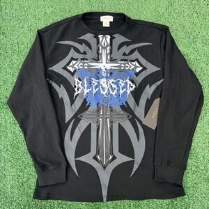 D/SET Blessed Sweatshirt Black Long Sleeve With Sharp Cross Design
